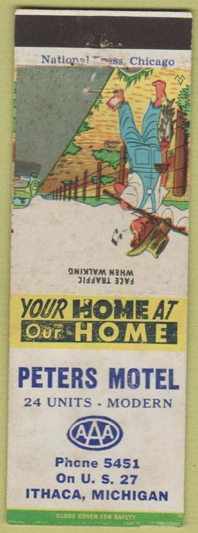 Ithaca Motel (Peters Motel) - Matchbook